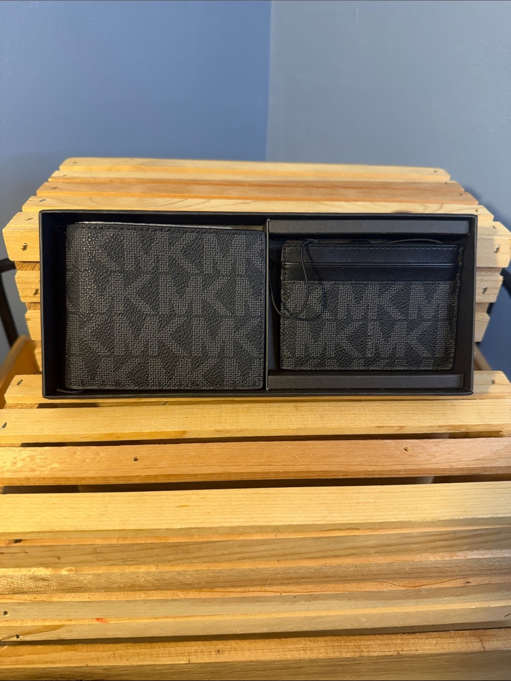 Michael Kors Monogram Black Wallet Set NWT
